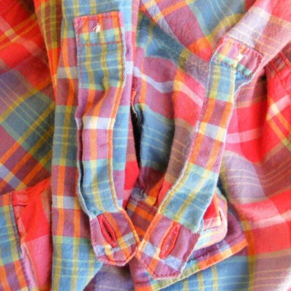 JANIE & JACK Shirt, 18-24mo, Red/blue Plaid Button down, Tab Sleeves, Cotton - Picture 6 of 8